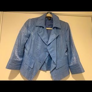 Carlisle Per Say Shiny Blue Linen Blend Blazer